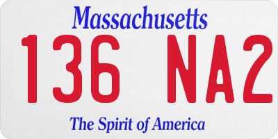 MA license plate 136NA2
