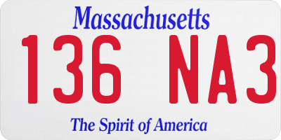 MA license plate 136NA3