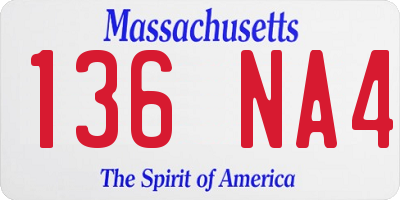 MA license plate 136NA4