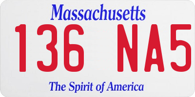 MA license plate 136NA5