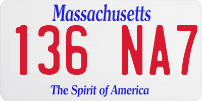 MA license plate 136NA7