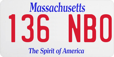 MA license plate 136NB0