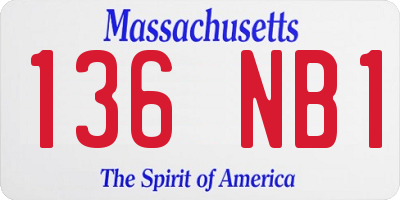 MA license plate 136NB1