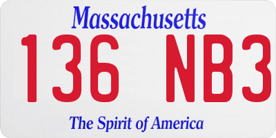 MA license plate 136NB3