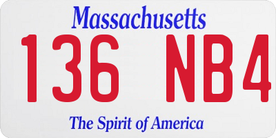 MA license plate 136NB4