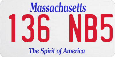 MA license plate 136NB5