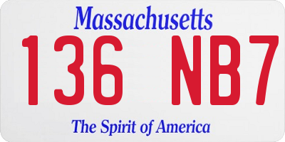 MA license plate 136NB7