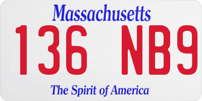 MA license plate 136NB9