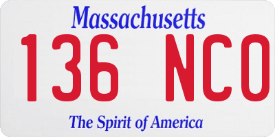 MA license plate 136NC0
