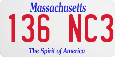 MA license plate 136NC3