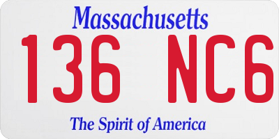 MA license plate 136NC6