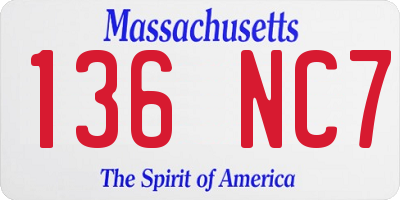 MA license plate 136NC7