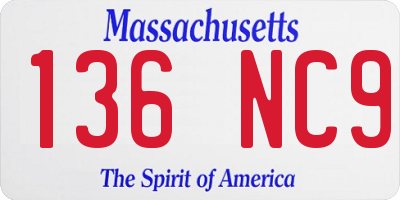 MA license plate 136NC9