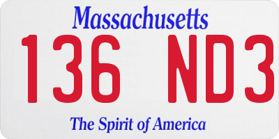 MA license plate 136ND3