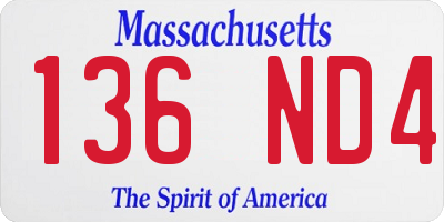 MA license plate 136ND4