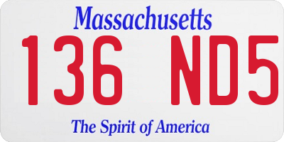 MA license plate 136ND5