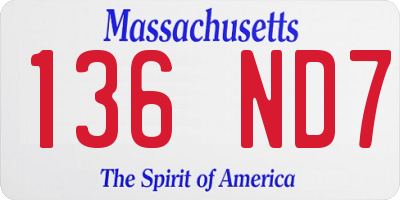 MA license plate 136ND7