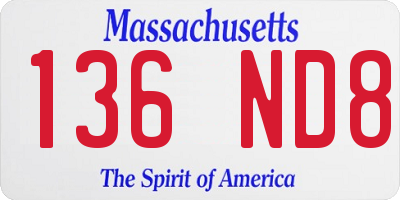 MA license plate 136ND8