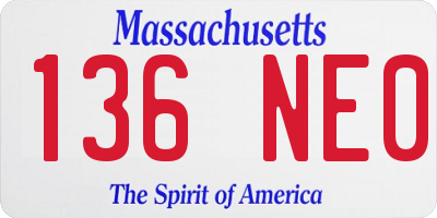 MA license plate 136NE0