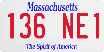 MA license plate 136NE1