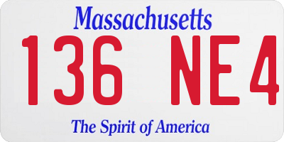 MA license plate 136NE4