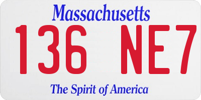 MA license plate 136NE7