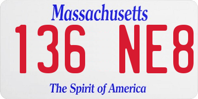 MA license plate 136NE8