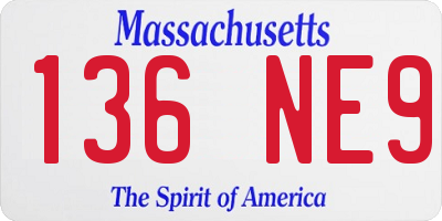 MA license plate 136NE9