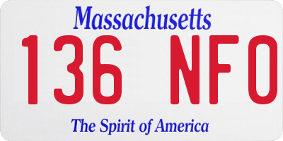 MA license plate 136NF0
