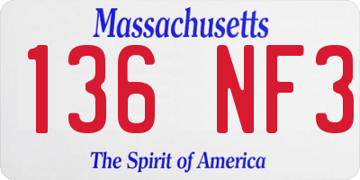 MA license plate 136NF3