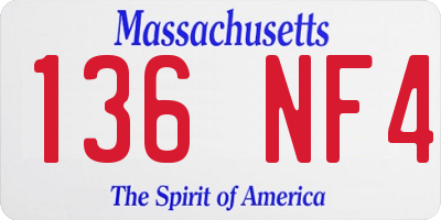 MA license plate 136NF4