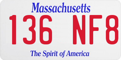 MA license plate 136NF8