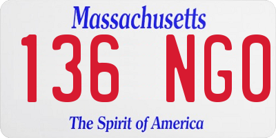 MA license plate 136NG0