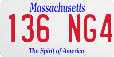 MA license plate 136NG4