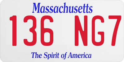 MA license plate 136NG7