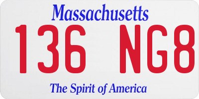 MA license plate 136NG8