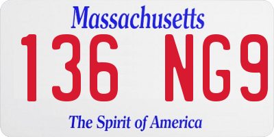 MA license plate 136NG9