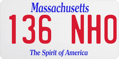 MA license plate 136NH0