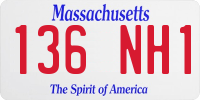 MA license plate 136NH1