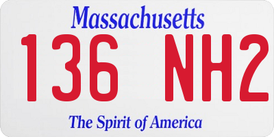 MA license plate 136NH2