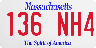 MA license plate 136NH4