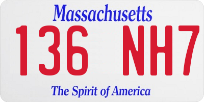 MA license plate 136NH7