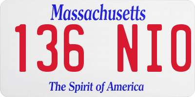 MA license plate 136NI0