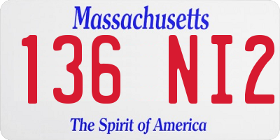 MA license plate 136NI2