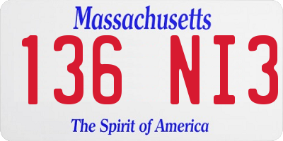 MA license plate 136NI3