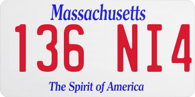 MA license plate 136NI4
