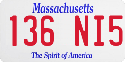 MA license plate 136NI5