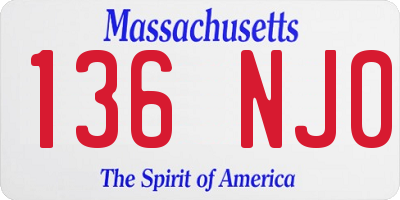 MA license plate 136NJ0