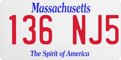 MA license plate 136NJ5