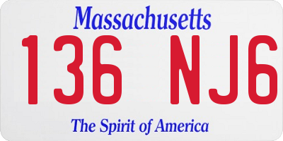 MA license plate 136NJ6